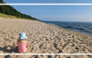 Grand Haven, Michigan with a toddler on the beach