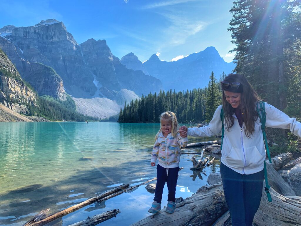 Moraine Lake with a toddler