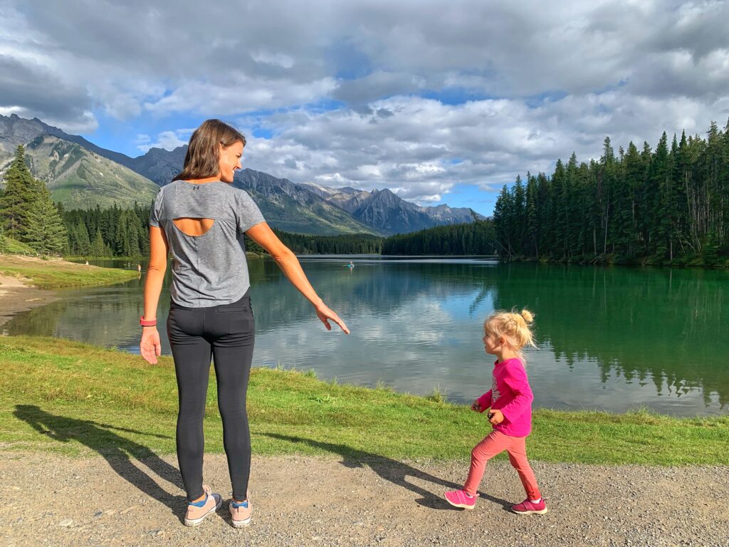 Johnson Lake Banff beauty with toddler