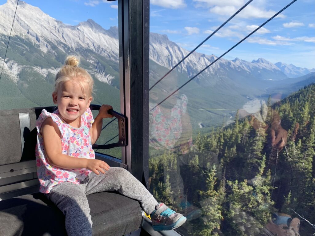 Banff gondola ride with a toddler