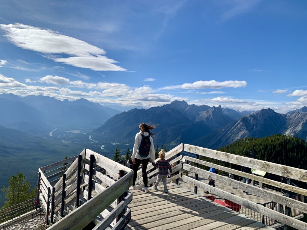 Banff gondola boardwalks with a toddler